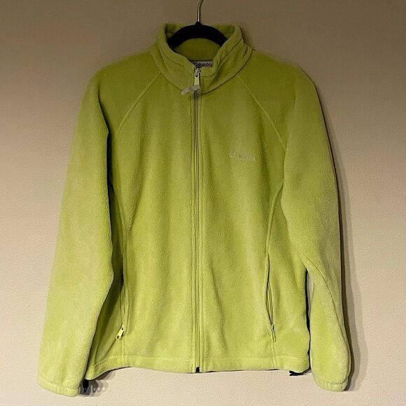 Womens, Lime-Colored, Fleece, Columbia Jacket. Size Large. - Picture 1 of 4